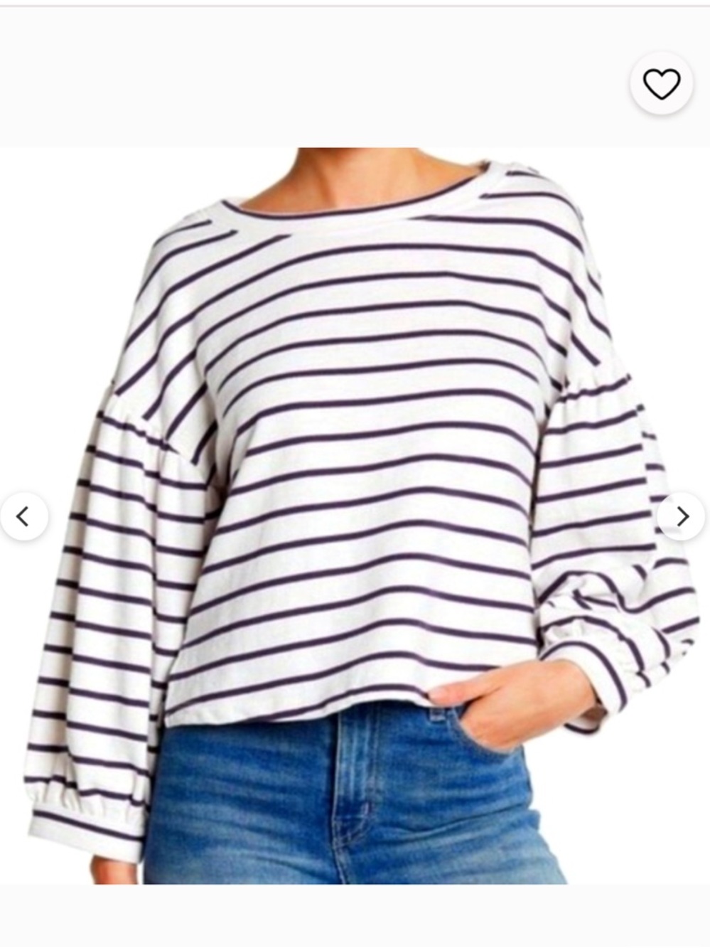 Ten Sixty Sherman White Crewneck Top with Black Stripes